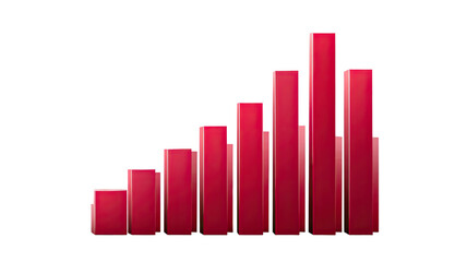 3D red business financial graph with a red arrow showing market growth and profit success on a white background stock illustration