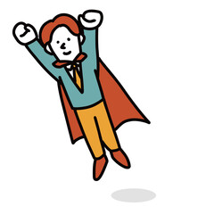 スーパーヒーローのように成長する学生のイラスト