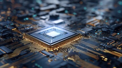 Close-up circuit board cpu chip isolated transparent background