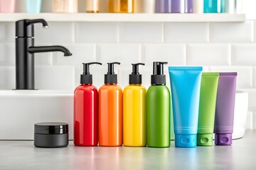 colorful plastic bottles for mock up