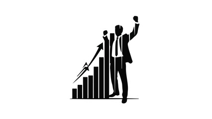 Businessman celebrating success with growing graph