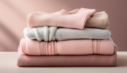 pastel toned clothing is folded up