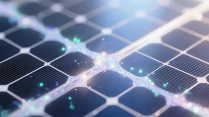 Innovative Solar Panel Energy Network Showcasing Intricate Design, Vibrant Energy Flow, and Sustainable Renewable Energy Technology - Powered by Adobe