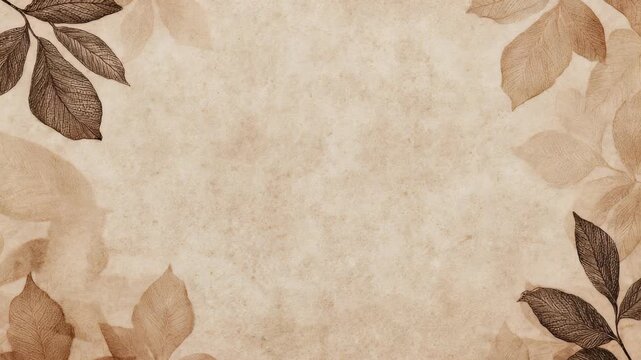 Antique style leaf border frames a blank parchment center, ideal for text or design overlays. Subtle earthy hues evoke nostalgia and organic sophistication for modern or classic uses