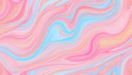 Pink and blue marble acrylic pour abstract background with golden glitter veins and soft fluid waves for elegant feminine design projects and luxury branding wallpaper