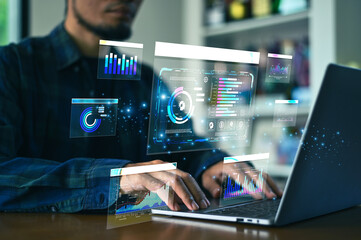 Businessman use AI technology data analysis for business for competitive advantage in a fast-paced market