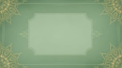 Artfully crafted ornate background in serene teal-green, adorned with delicate golden scrollwork and a symmetrical decorative frame, evoking classic elegance