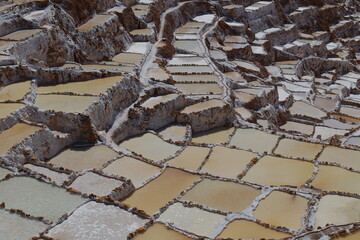 Colorful salt-mining basins in Maras, Cusco Province, Peru