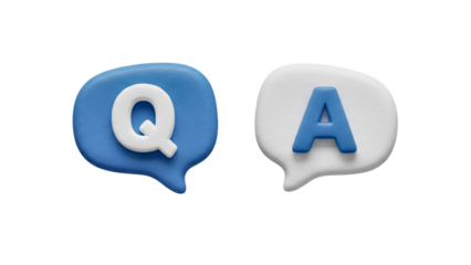 Q and A concept, question and answer in speech bubbles transparent background