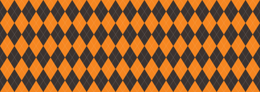 orange and black seamless argyle pattern halloween rhombus