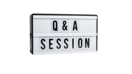 Illuminated Q&A session board transparent background