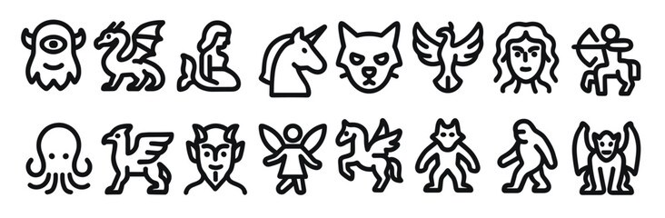 Obraz premium outline simple mythical creature animal sign shape icon