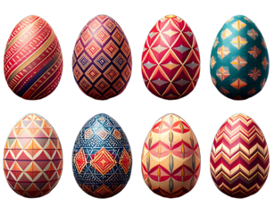 Decorative Easter Eggs with Geometric Patterns Illustration