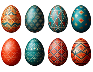  Decorative Easter Eggs with Geometric Patterns Illustration 