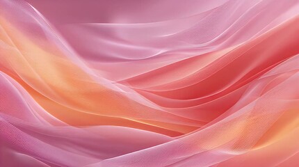 Abstract waves flow in pink and orange hues, creating a soothing, soft texture and fluid, calming motion - Powered by Adobe