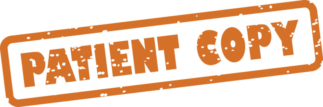 Orange stamp with patient copy text