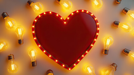 Heart Sign Frame with a Smooth Blank Red Heart Outline Surrounded on transparent background