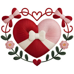 Embroidered Heart Frame Valentine Illustration.