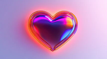 Stylized Heart Icon Glowing Softly Modern Digital Aesthetic on transparent background