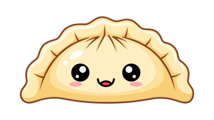 Cute kawaii dumpling character cartoon illustration isolated on transparent background