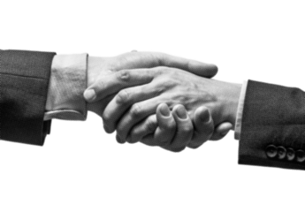 High quality PNG of a person extends a helping hand to another person with a halftone newspaper style effect.