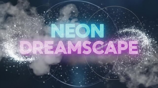 Dynamic Neon Dreams: Animated Text Effects with Glittering Particle Trails and Vaporous Haze Reveal, Perfect for Intro Templates