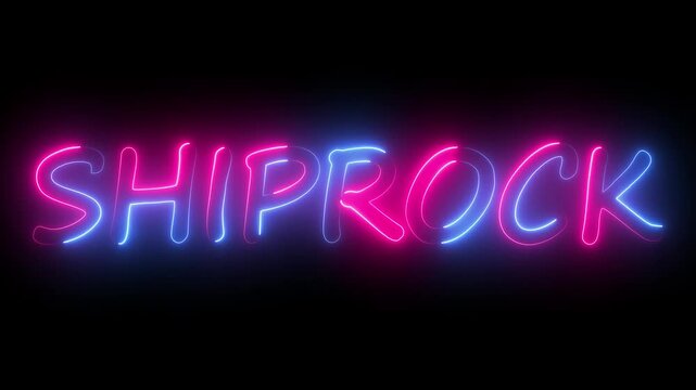 flickering neon shiprock text animation. neon sign that flickers and glows with SHIPROCK