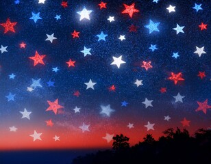 captivating stars twinkle in a cosmic display of red and blue colors celebrating the spirit of usa independence day in a mesmerizing celestial event copy space free space for text