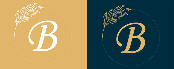 Abstract Initial letter B with nature leaf logo design vector illustration © ardi