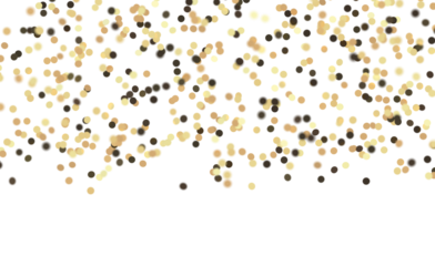 Abstract gold confetti dots on white. Festive background. Elegant and modern design with bokeh and g