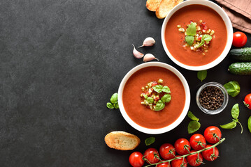 Gazpacho soup in bowl