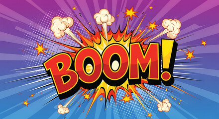 Vibrant comic explosion effect with dynamic energy and movement