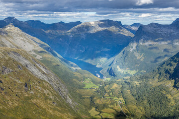 Scenic view over the Geiranger Fjord, Norway