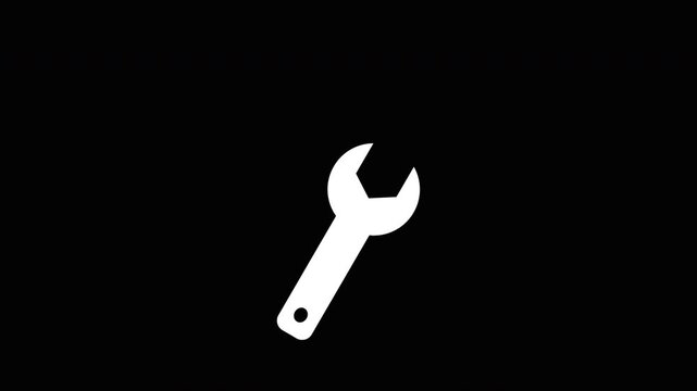 animation White Wrench Icon on transparent Background.