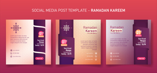 Ramadan kareem. Social media post template with geometric ambiance background