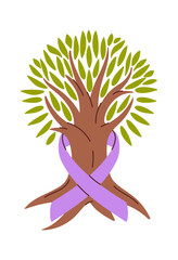 Tree with cancer ribbon loop