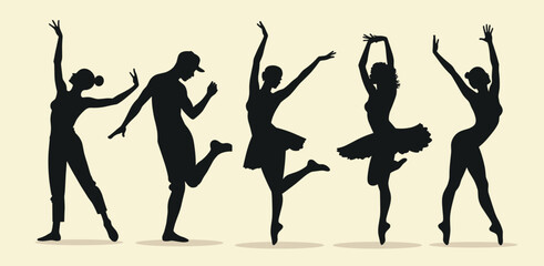 silhouettes of diverse dancers striking elegant poses  © Qasim