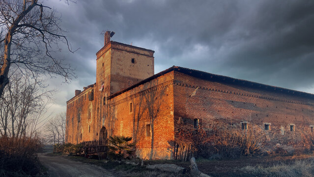The exterior of the castle of La Rotta in Moncalieri. La Rotta, Moncalieri, Turin - January 6, 2026