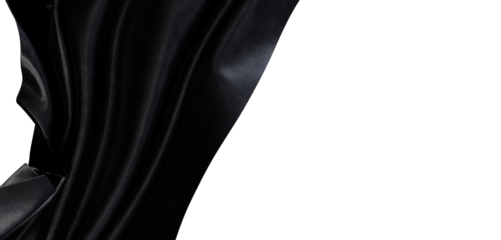 Elegant abstract black fabric material on a white background. Perfect for designers, banners, templates, and advertiseme