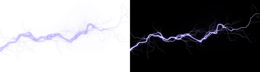 PNG image of lightning with a bright electric glow, simulating the energy of a thunderstorm and a natural electrical discharge. The light effect is isolated on a transparent background.