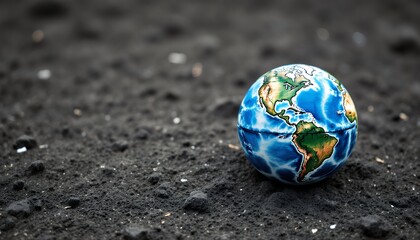 Colorful Globe on Rough Dark Surface with Depth of Field Effect