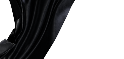 Sophisticated black fabric draped elegantly, creating a captivating texture. Perfect for backgrounds and design projects