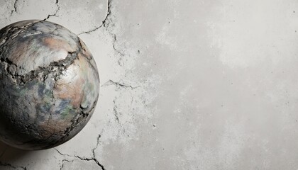 Worn and Cracked Sphere on a Dirty Surface with Abstract Details