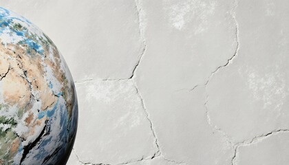Worn Earth Globe Against Cracked White Background for Textures