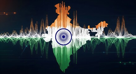Indian Tricolor Soundwave with Ashoka Chakra  Patriotic Audio Visualization Art