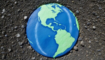 Colorful Earth Representation on Ground with Blue and Green Colors