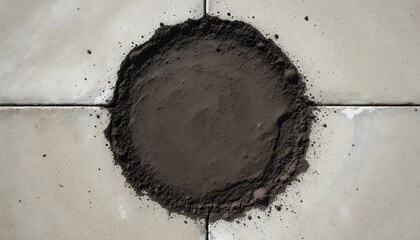 Black Rough Powder on Concrete Surface with Circular Shape
