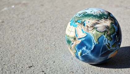 Detailed View of Earth Globe on a Light Concrete Surface