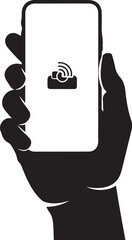 Smartphone in Hand Silhouette Illustration

Touchscreen Mobile Phone Usage Concept

Hand Holding and Tapping Mobile Device Silhouette