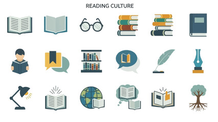 Collection of Education and Reading Icons.